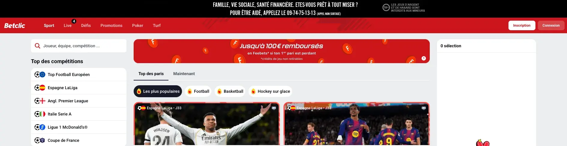 Interface Betclic